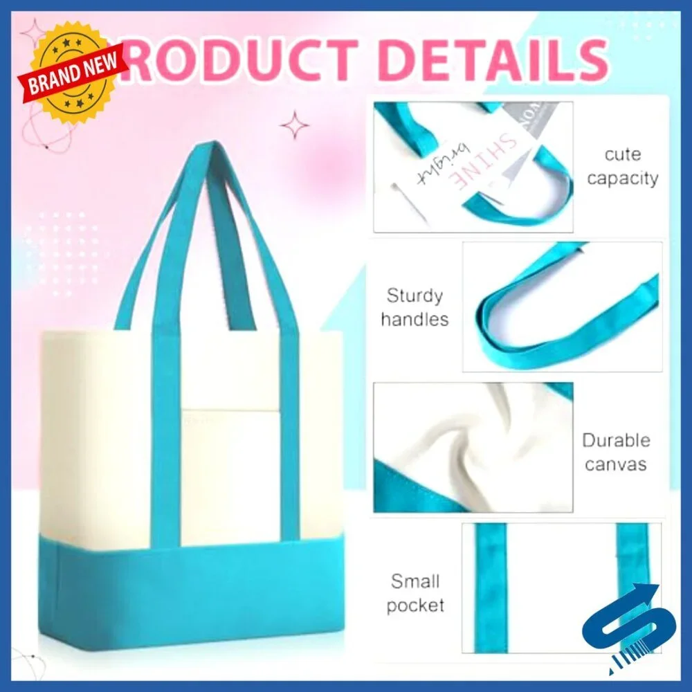 Cotton Canvas Tote Bags Bulk Set Sublimation DIY Craft Reusable Grocery
